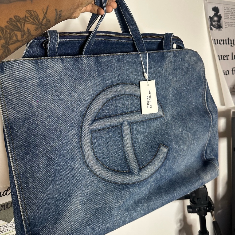Telfar Large Blue Denim Shopper